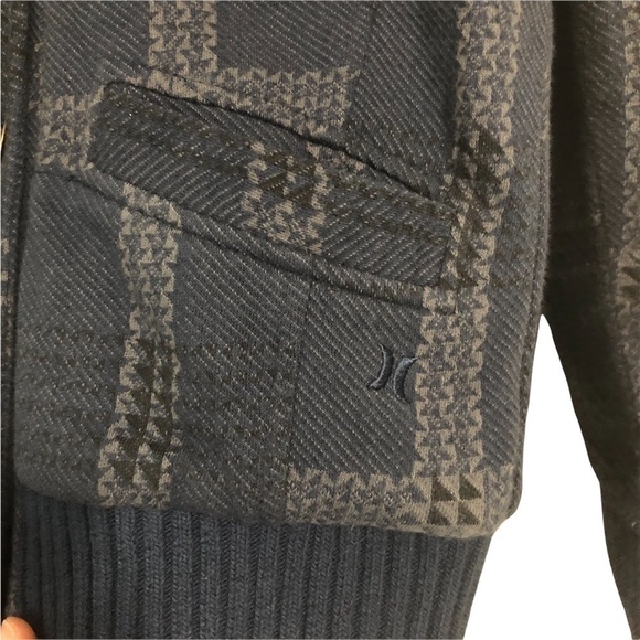 Hurley jacket  navy plaid double button waist ribbed hooded jacket coat - Picture 11 of 13